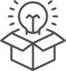 Lightbulb coming out of a box icon